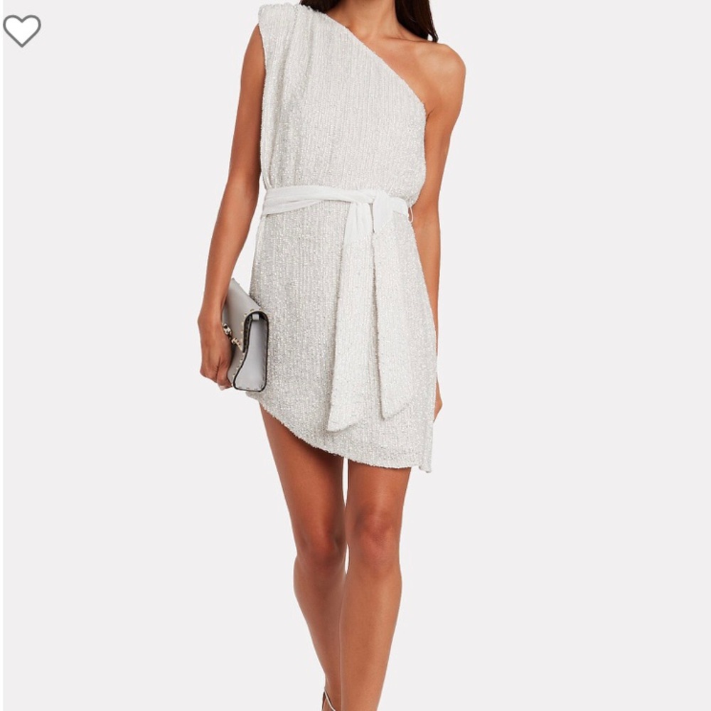 Retrofete One Shoulder Ella Dress in White Sequin